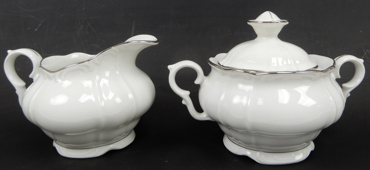 Vintage Fine Bohemian China Czechoslovakia "Contesa"~ Sugar Bowl & Creamer