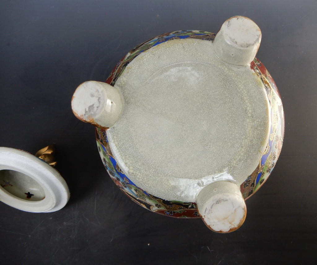 Vintage Big 9" Porcelain Incense Burner Ceramic Censer Tripod