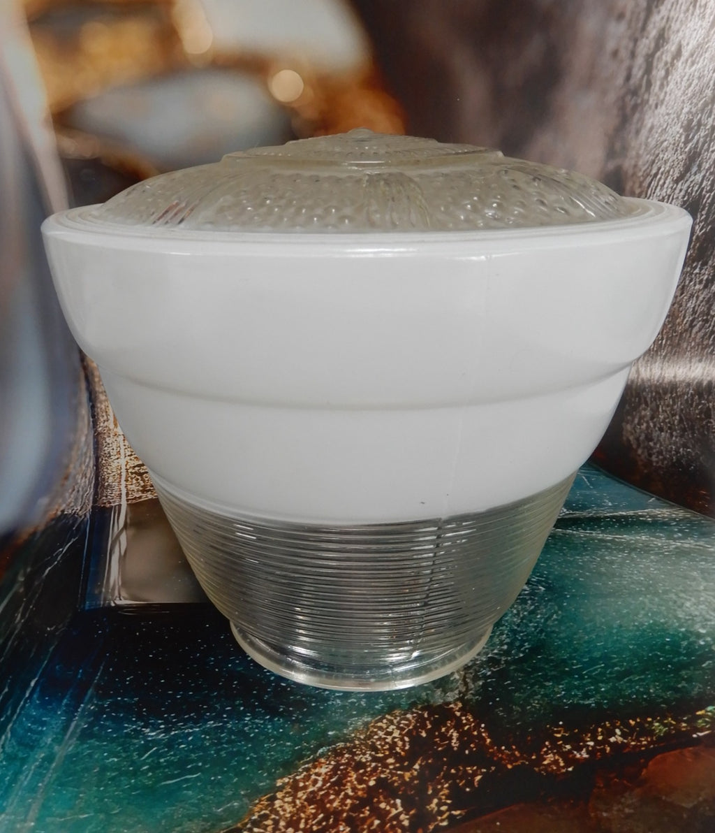Vintage Ceiling Pending Milk Glass and Clear Glass Bell Shape Lamp Shade