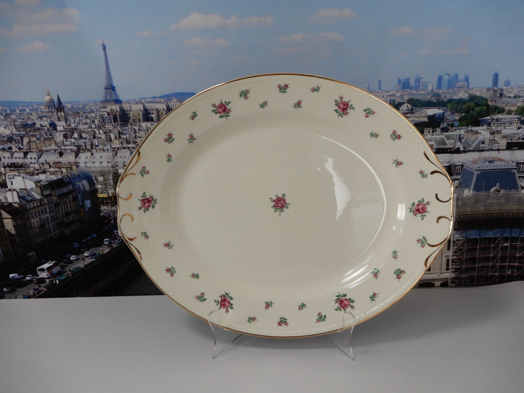 Vtg. Homer Laughlin Eggshell Georgian Rambler Rose Platter, Bowl,Sugar & Creamer
