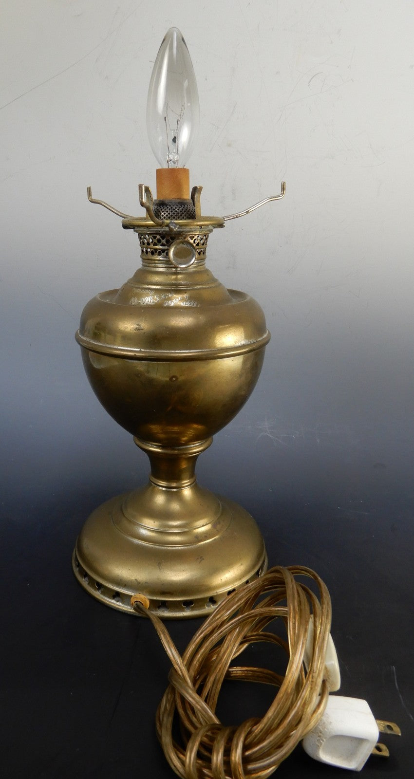 Antique 1800's Edward Miller Nickel Victorian Oil GWTW Lamp Converted Electric