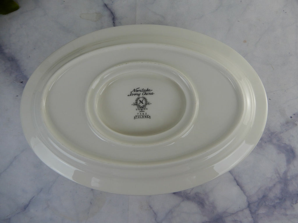 Porcelain Noritake Tulane 7562 Pattern Platter and Gravy Boat