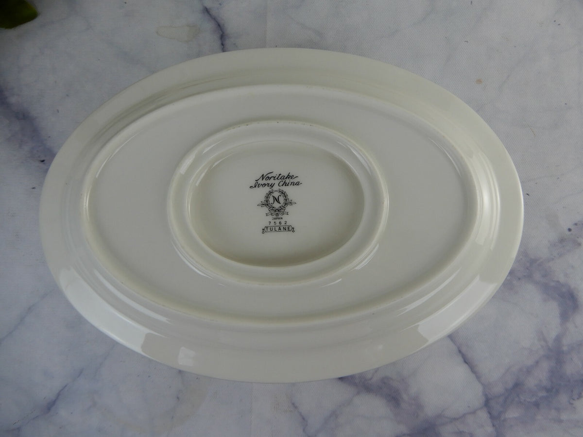 Porcelain Noritake Tulane 7562 Pattern Platter and Gravy Boat