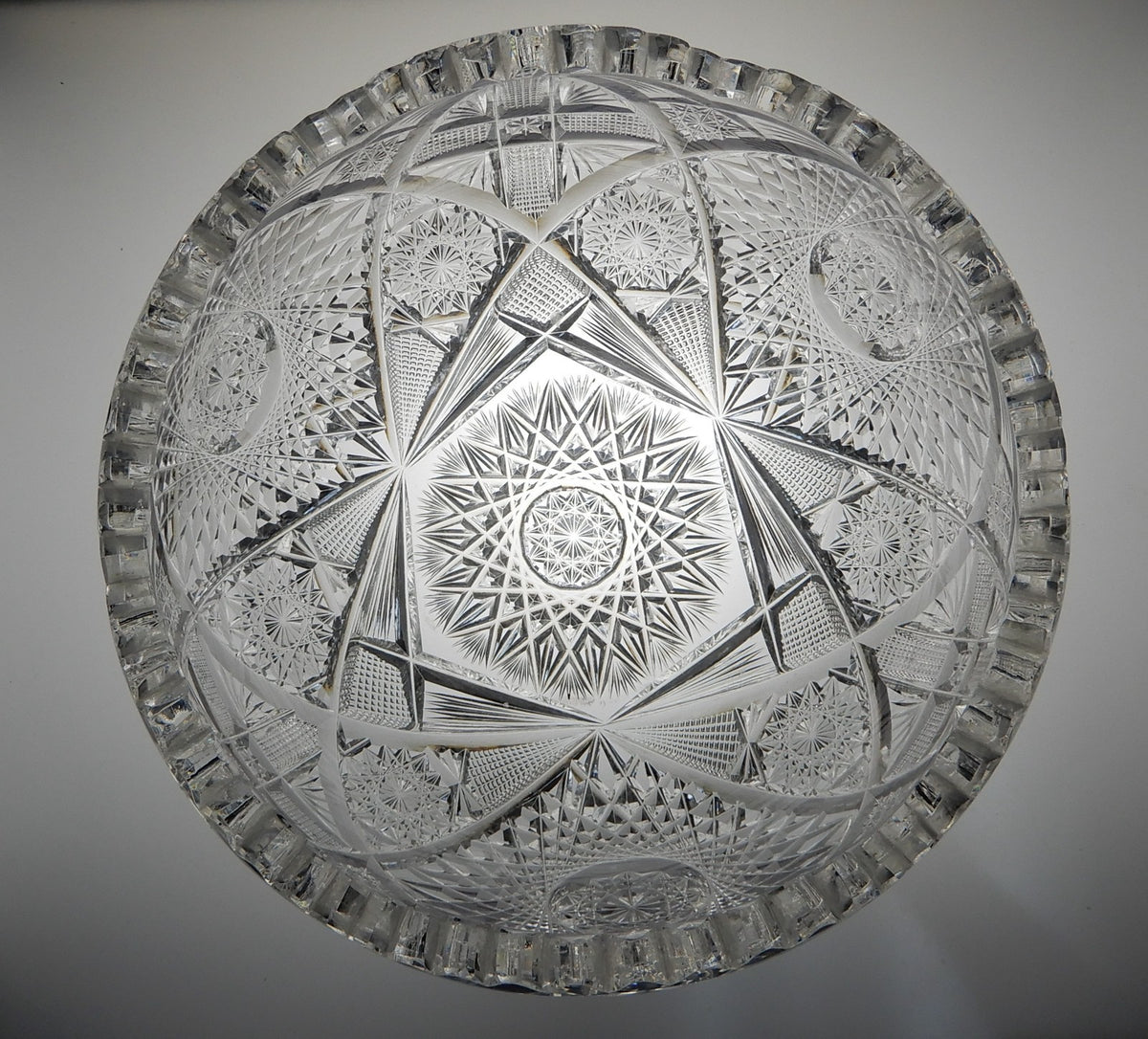 Antique American Brilliant ABP Heavy Crystal Cut Glass 7-1/2" Bowl