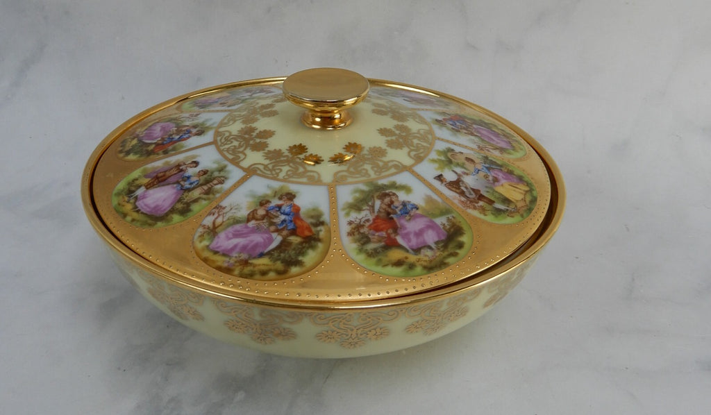 Vintage Fragonard Love Story Beehive NC West Germany Round Candy Dish With Lid