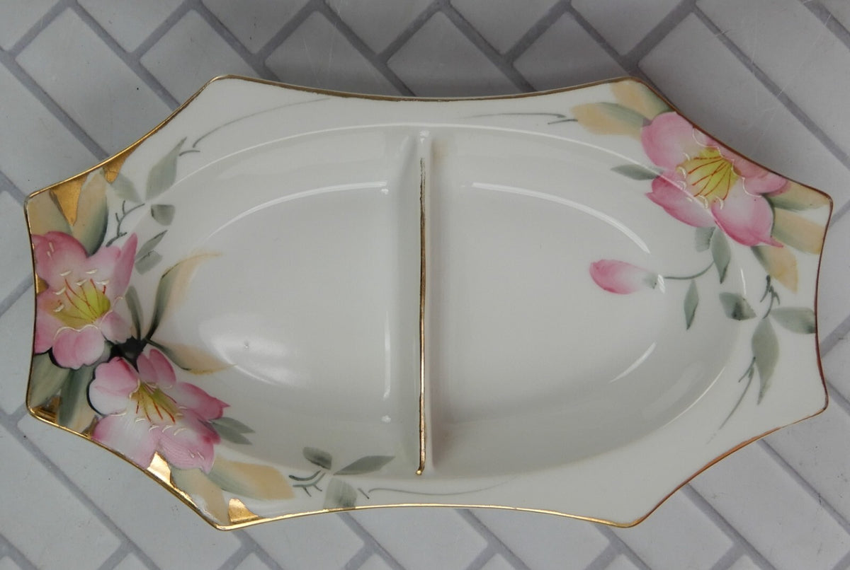 Noritake Azalea China Set Two-Part Divided Relish Dishes and Celery Dish