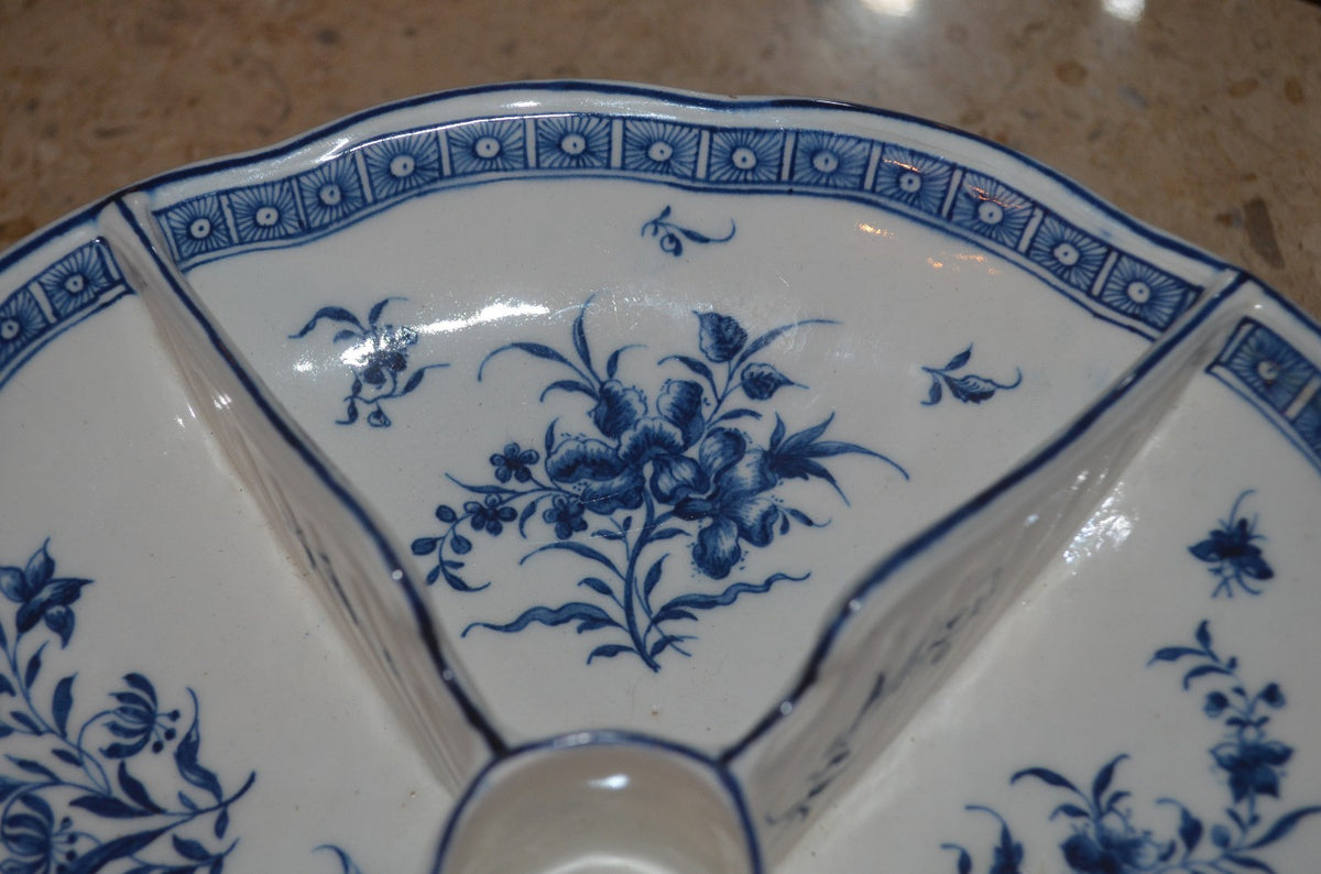 Antique Flow Blue Floral  Appetizer Divided Bowl