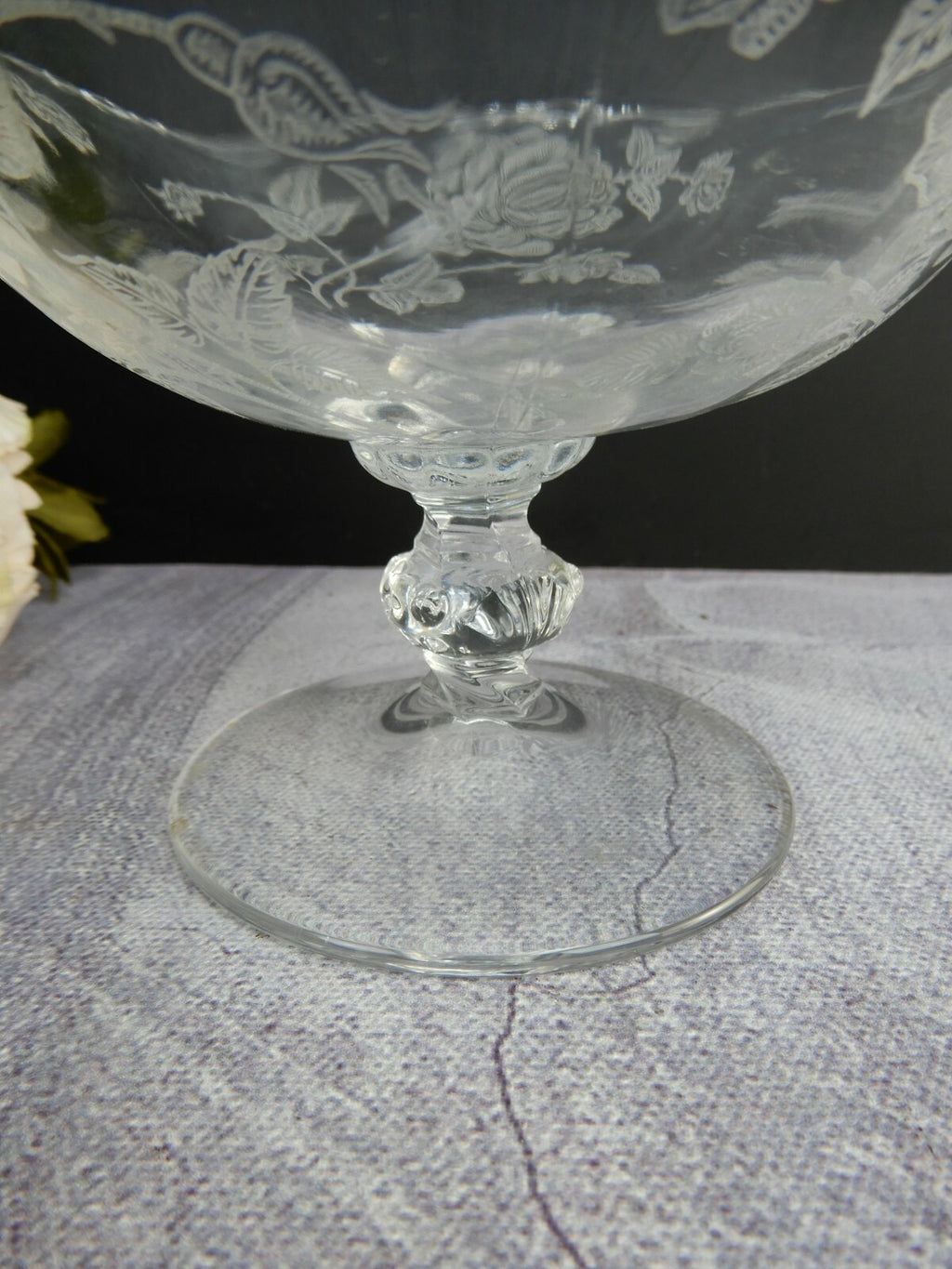 Vintage Waverly Heisey Rose Patten Compote Dish