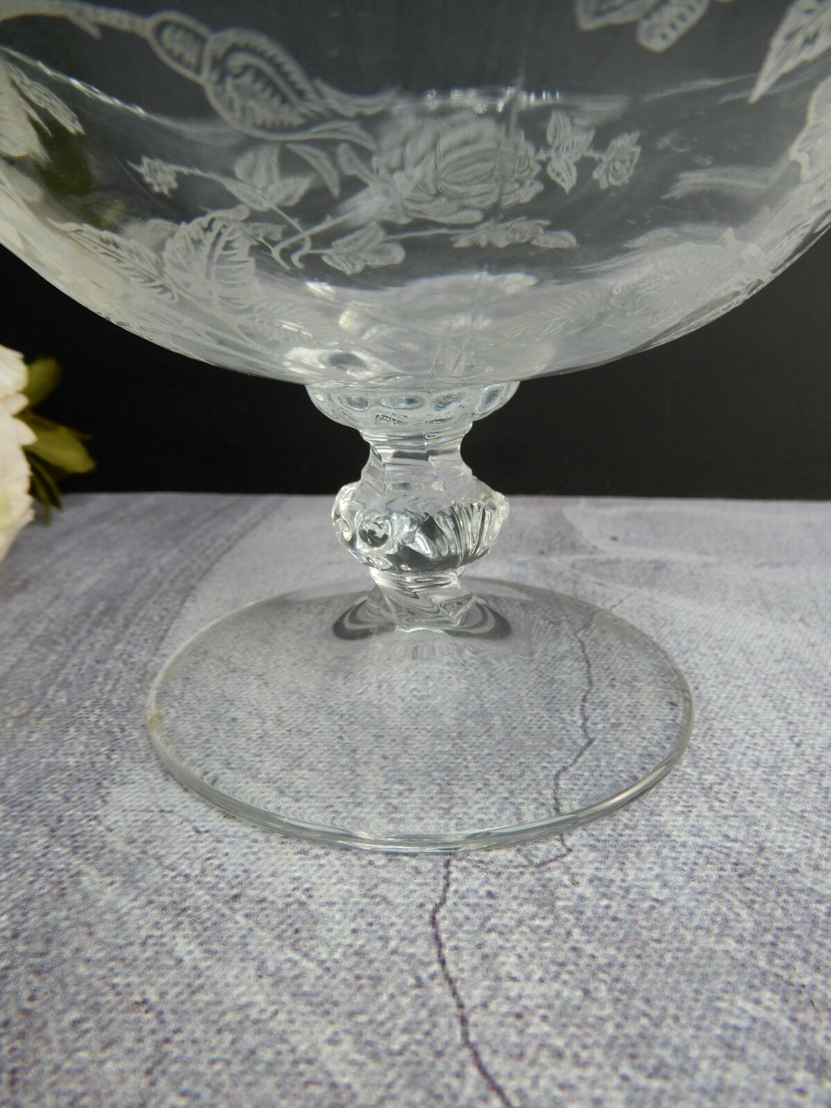 Vintage Waverly Heisey Rose Patten Compote Dish