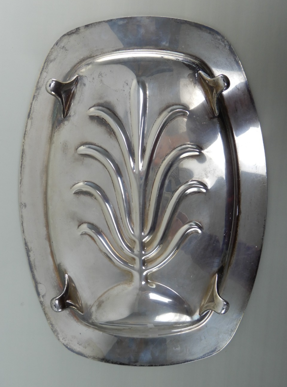 Vintage Tree Of Life Academy Silver on Copper Footed Meat Platter Tray 16-1/4"