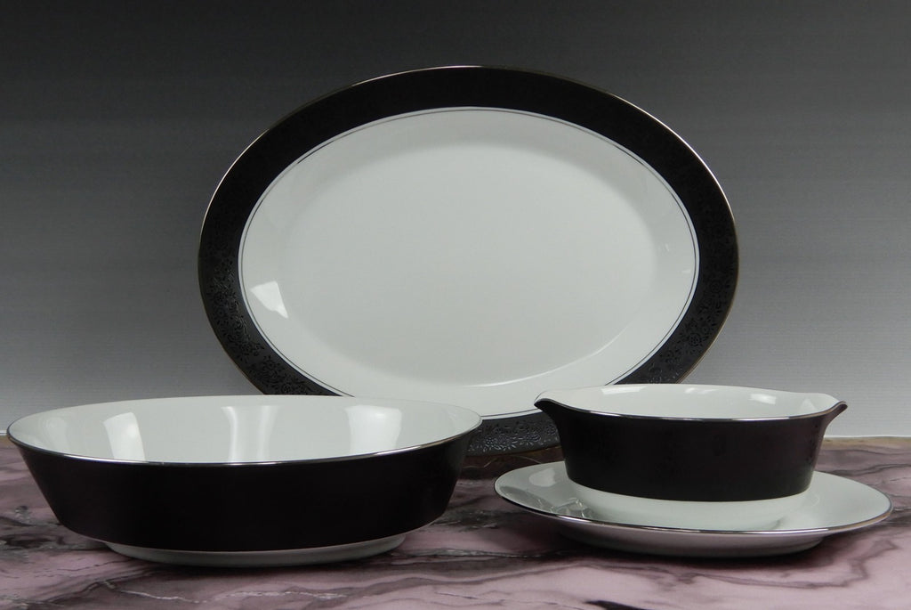 Vintage Set of Noritake "Mirano" 6878- 14" Platter, Oval Bowl,Gravy Boat