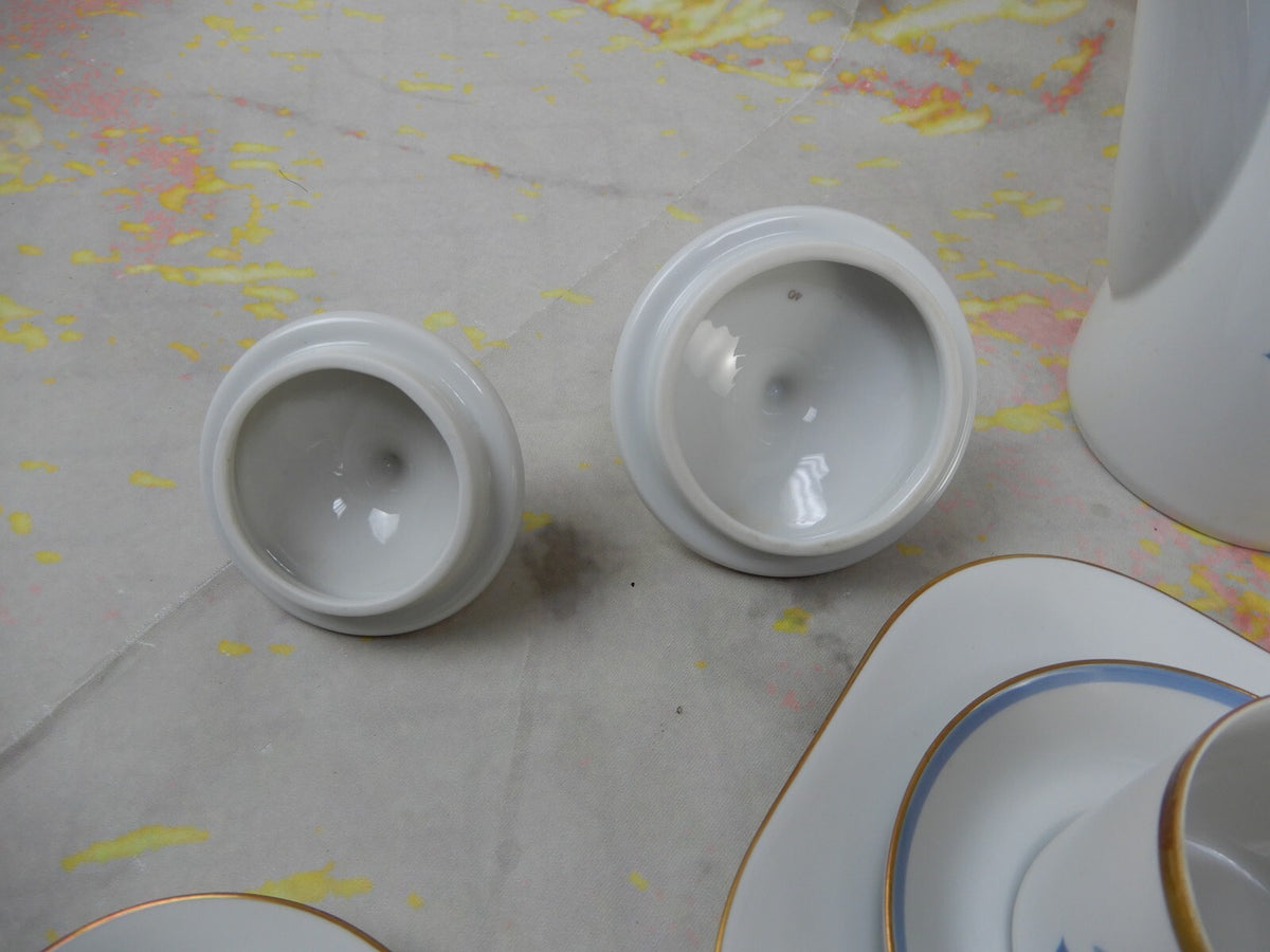 21 Set of Sweden Hackefors Porslin with Blue Roses Espresso Coffee Set For Six