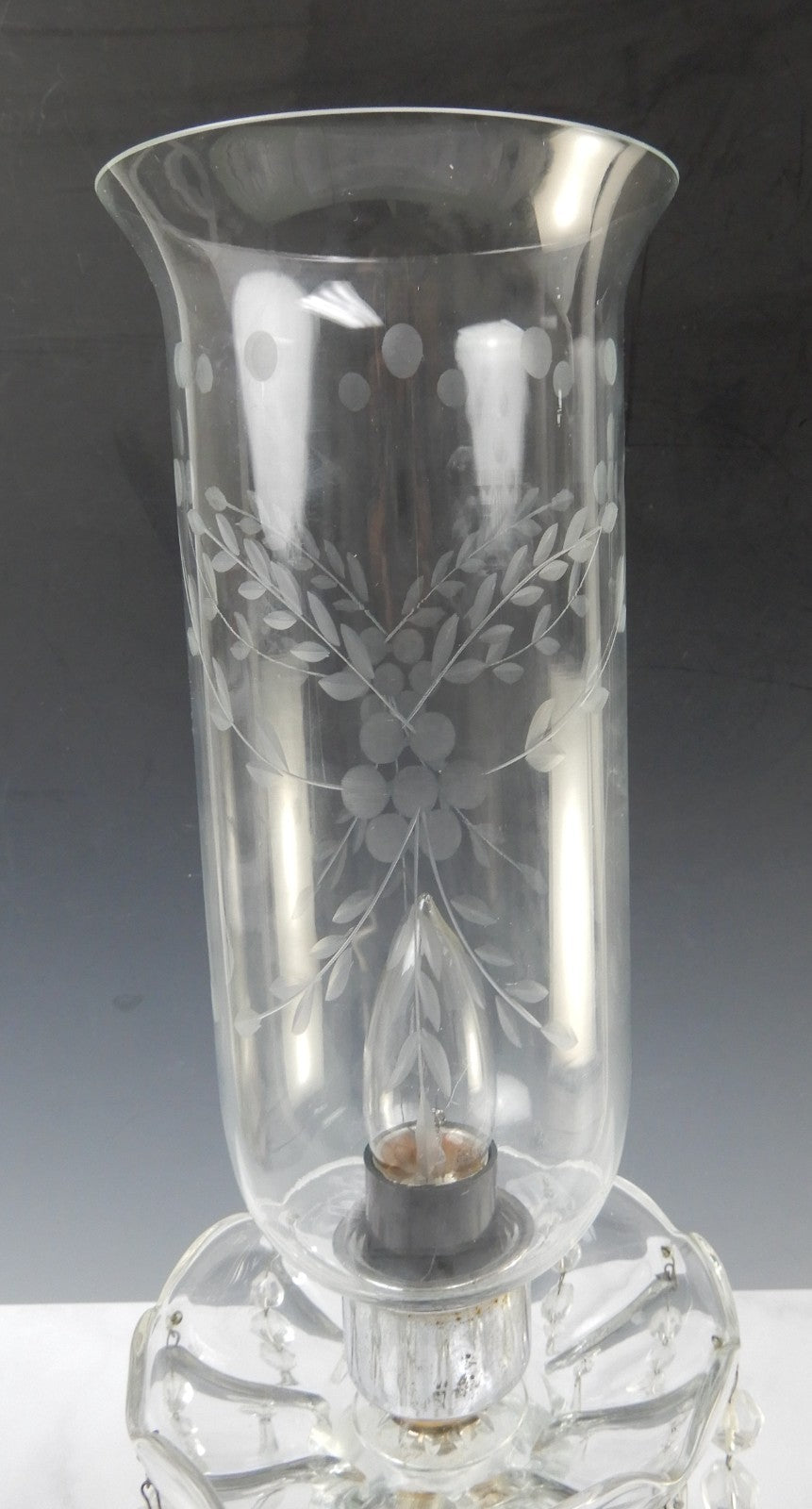 Vintage Crystal Regency Table Lamp W/Hanging Prisms 18-3/4" Tall