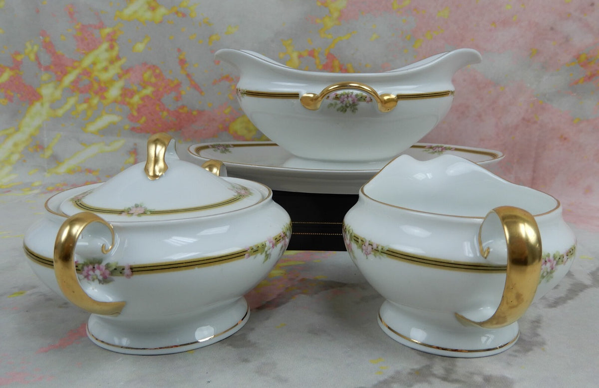Vintage Tirschenreuth Bavaria Kingston Creamer,Sugar Bowl,Gravy Boat