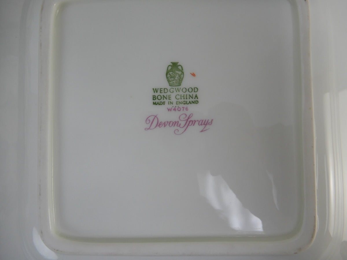 Vintage Wedgwood " Devon Sprays " 10-3/4" Square Handled Cake Plate