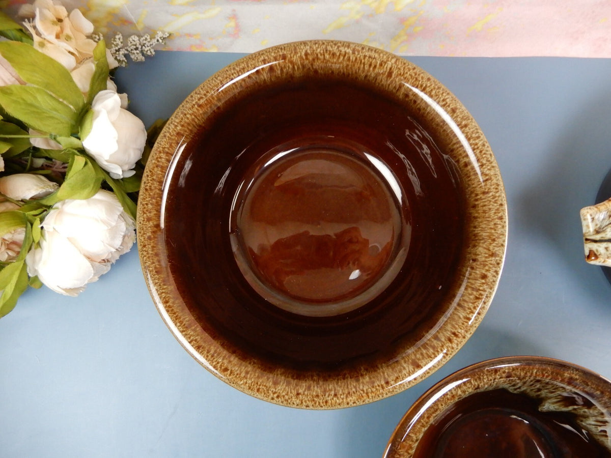 Set of 3 Vintage Canonsburg Brown Drip Glaze Serving Bowls
