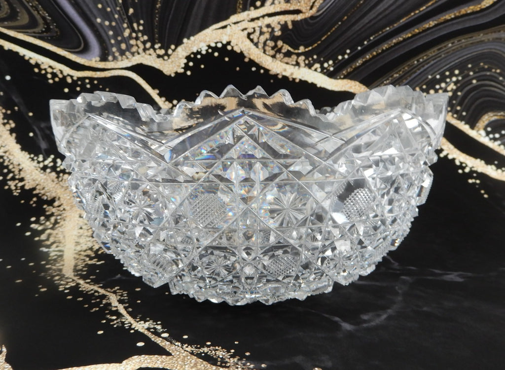 Antique The Harvard Pattern ABP Heavy Crystal Cut Glass 8" Bowl