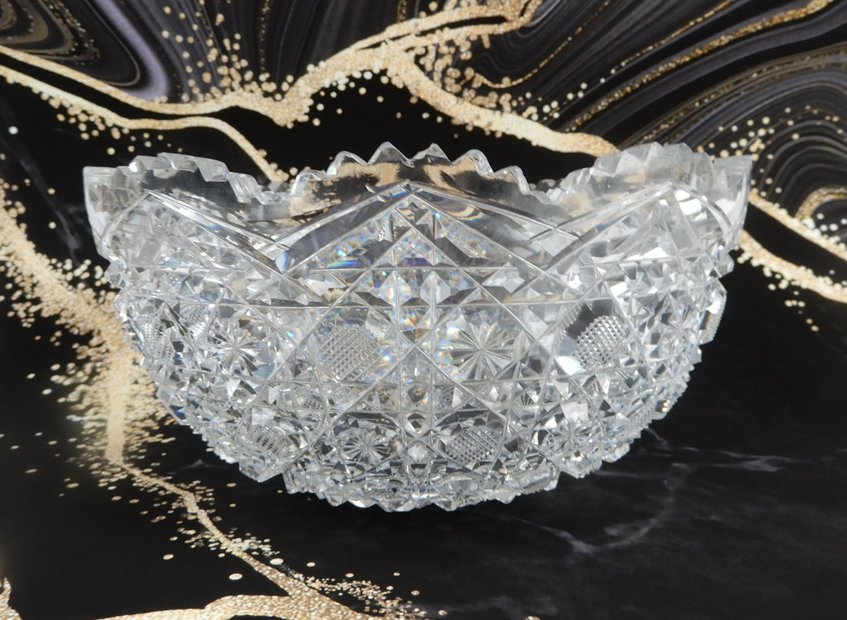 Antique The Harvard Pattern ABP Heavy Crystal Cut Glass 8" Bowl
