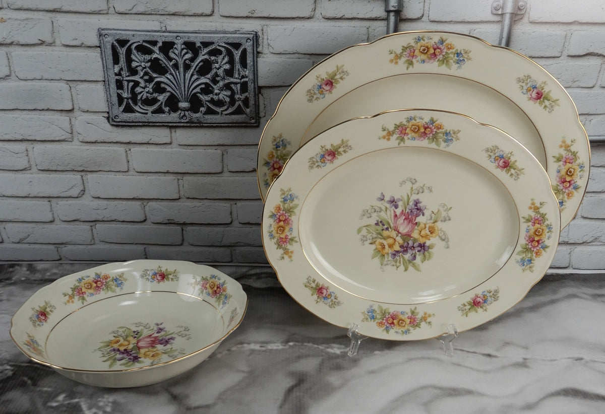 Vintage Set of 3 Pc. 2 Platters One Vegetable Bowl Tirschenreuth Springtime