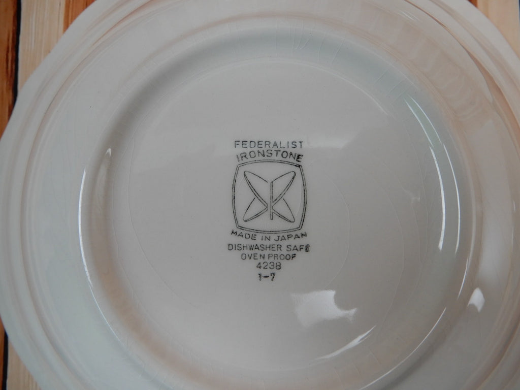 Federalist Ironstone White Made in Japan Round Cake Plates and Two Serving Bowls