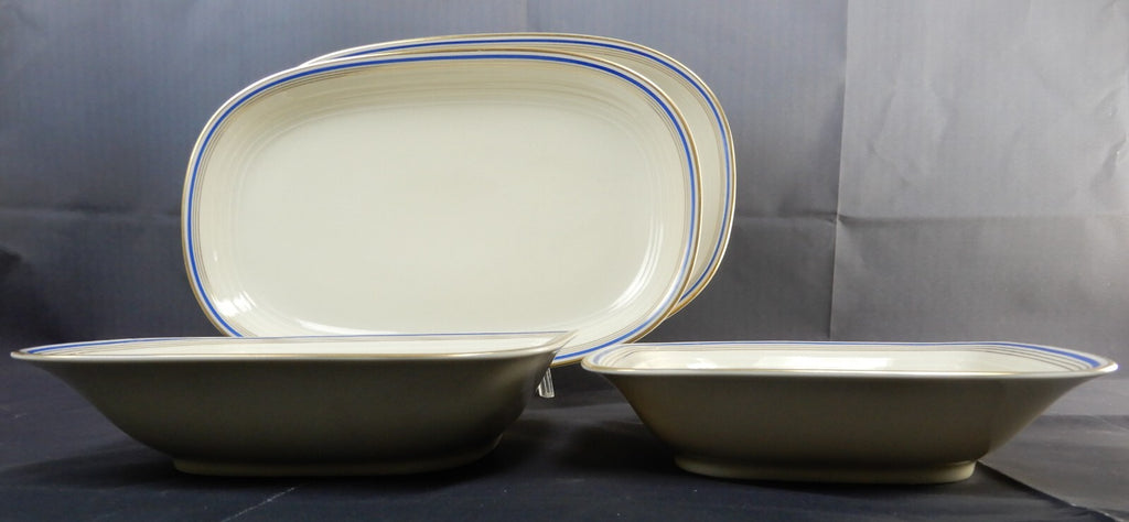 Eamag Schönwald Bavaria Serving Platters Bowls – Gold Cobalt Blue Rims