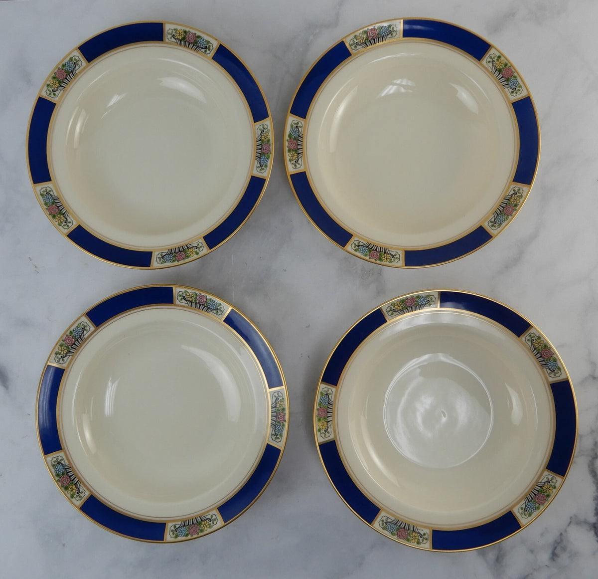 Set of 4 Soup Bowls Lenox Marshall Field & Company Chicago ~Meadowbrook Pattern