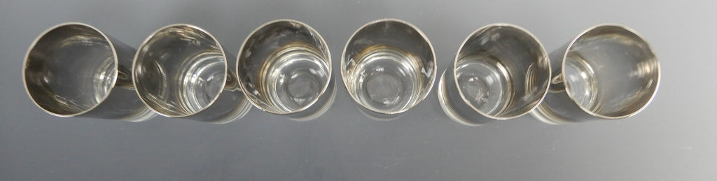Vintage Dorothy Thorpe Fade Silver Band 6 Juice Glasses Hold 5oz