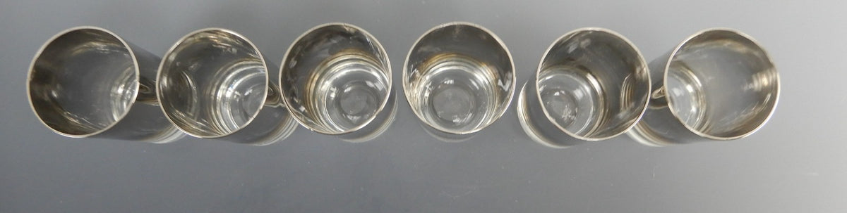 Vintage Dorothy Thorpe Fade Silver Band 6 Juice Glasses Hold 5oz