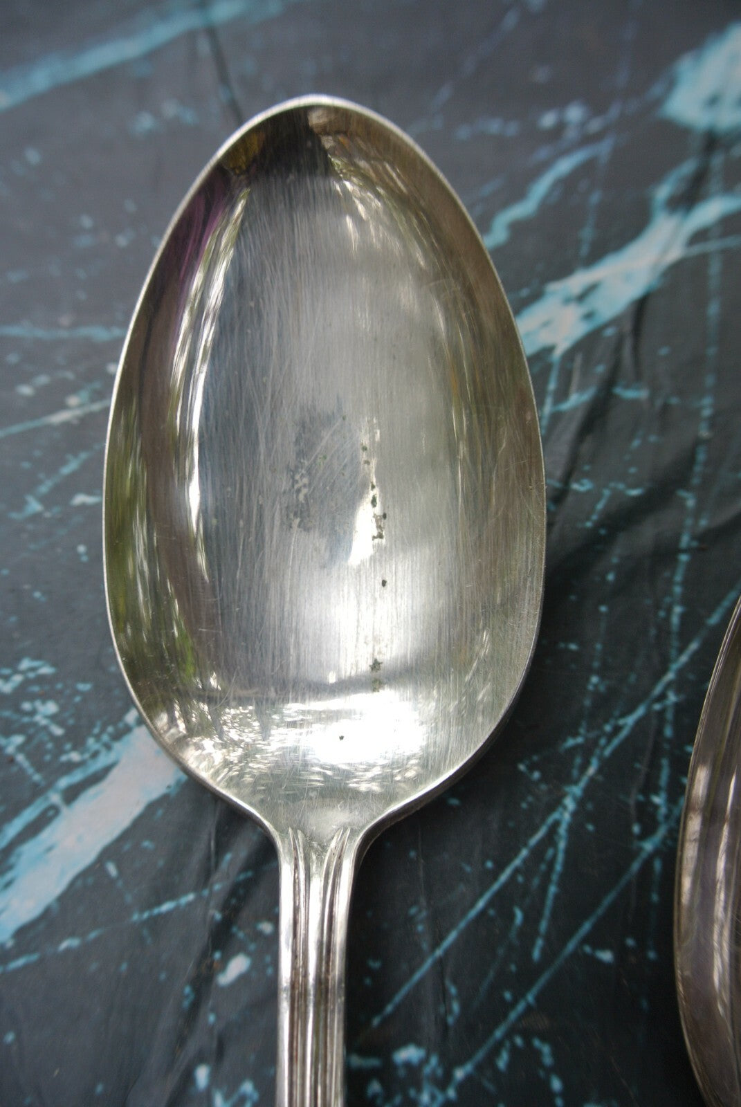 1912 Puritan Rogers Silver Plate Set of  6 Big Spoons 8-1/8" w/Monogram "SR"