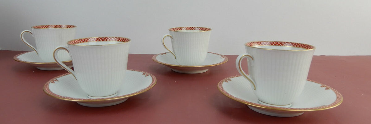 Rorstrand Sweden Pimpernel set of 4 Demitasse Cups and Saucers