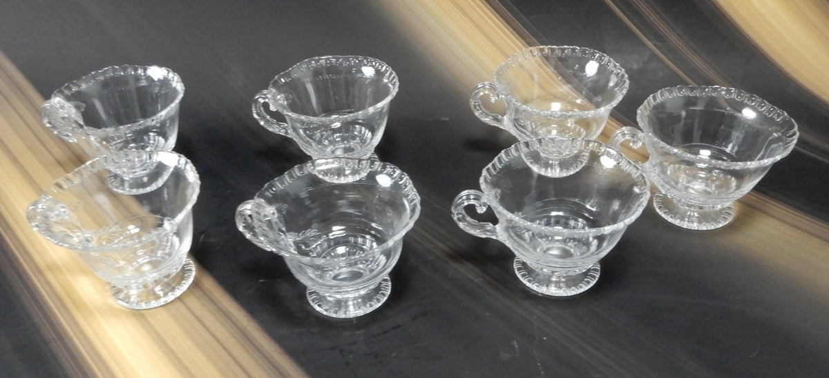 Set Of 7 Vintage Clear Glass Cambridge Glass "Gadroon" Orphan Cups