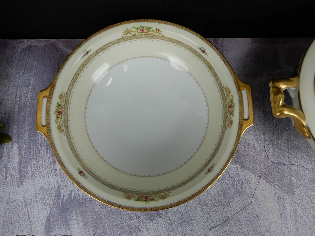 Vintage Hand Painted Meito China Set of Two Bowls One is Missing The Lid