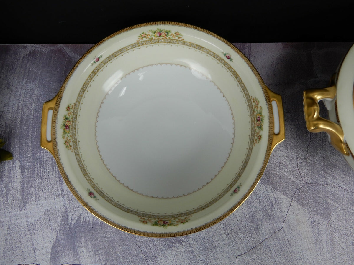 Vintage Hand Painted Meito China Set of Two Bowls One is Missing The Lid