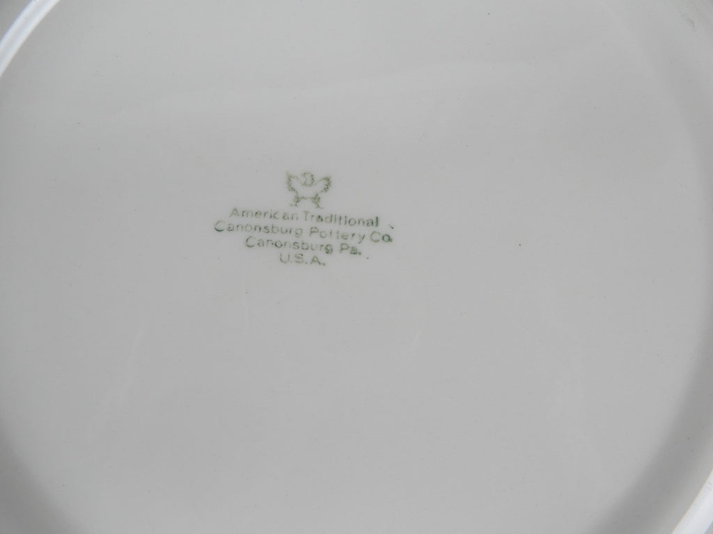 Six Canonsburg Pottery American Traditional Embossed 10-1/8" Dinner Plates