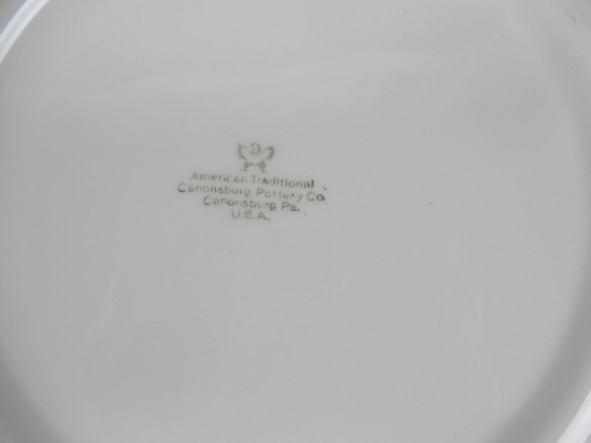 Six Canonsburg Pottery American Traditional Embossed 10-1/8" Dinner Plates