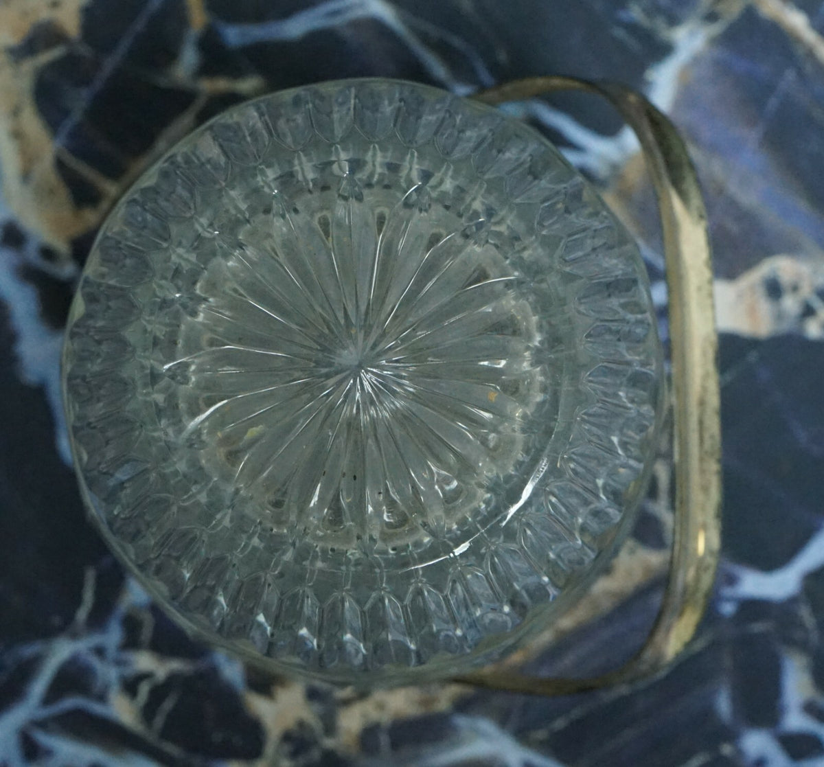 Vintage Small Press Clear Glass Ice Bucket with Silver Plated Handle