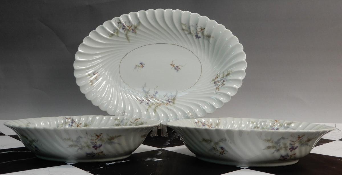 Vintage Haviland Limoges "Orsay" Made in France 15-3/4" Platter &Two Oval Bowls