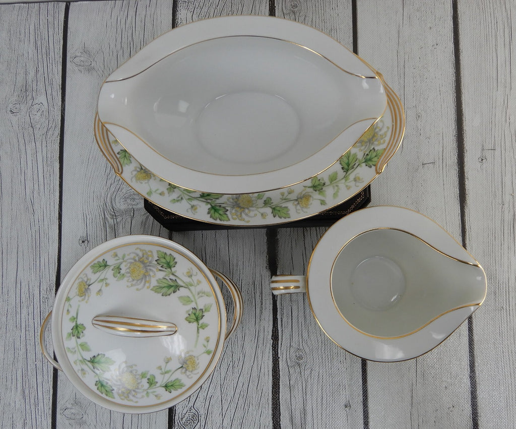 Servaware Set Noritake "Stanford 5220" Gravy Boat, Creamer and Sugar Bowl