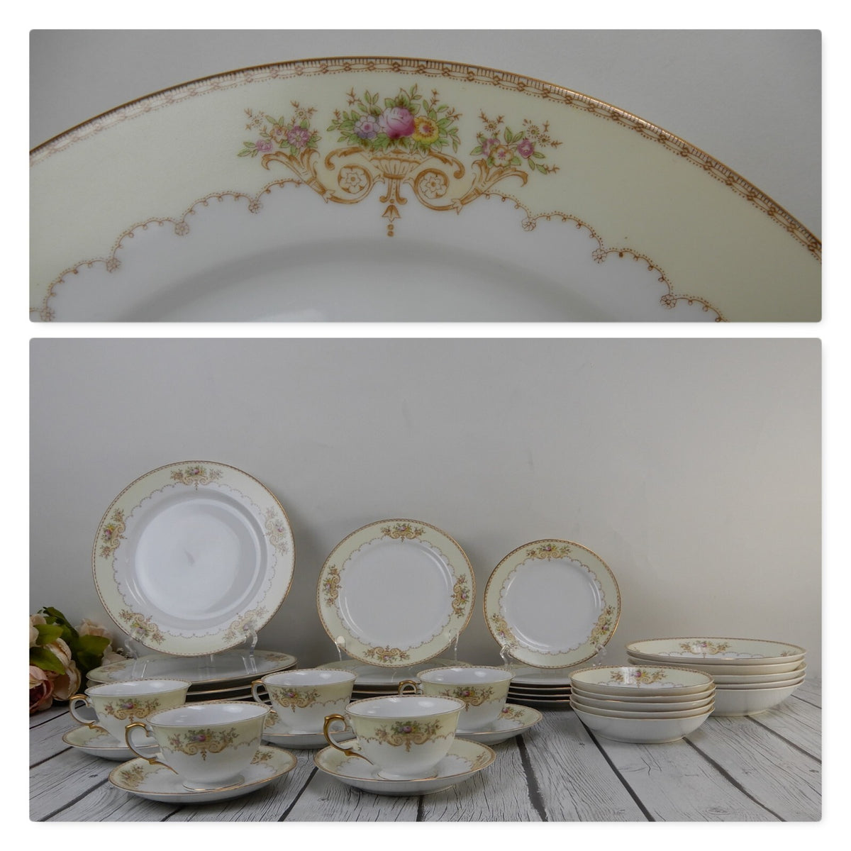 35 Piece 5 Place Setting Vintage Meito NSP Fine China Made in Japan w/Flowers