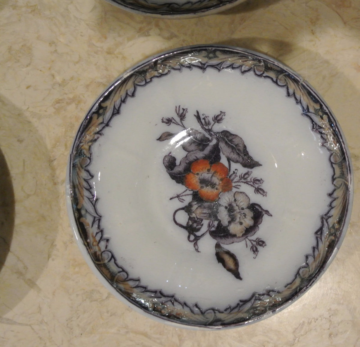 4 Elsmore & Forster Trumpet Flowers Purple Ironstone Bowls