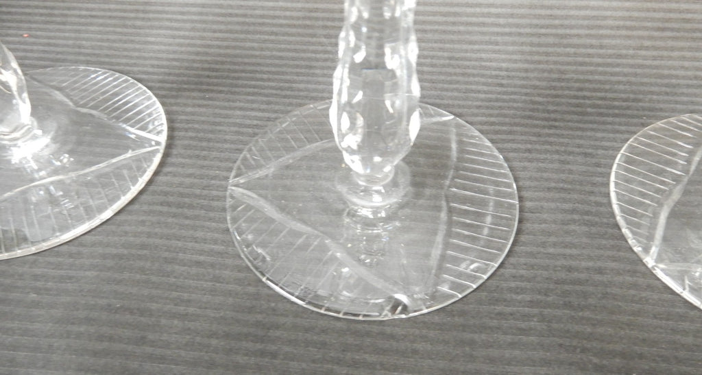 Set Of 5 Rock Sharpe Crystal 'LIDO' Water Goblet 9oz Water/Wine Glasses W/ CHIPS
