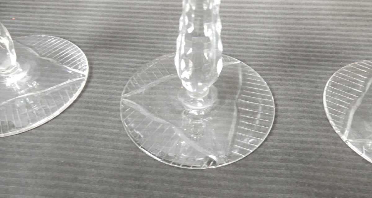 Set Of 5 Rock Sharpe Crystal 'LIDO' Water Goblet 9oz Water/Wine Glasses W/ CHIPS