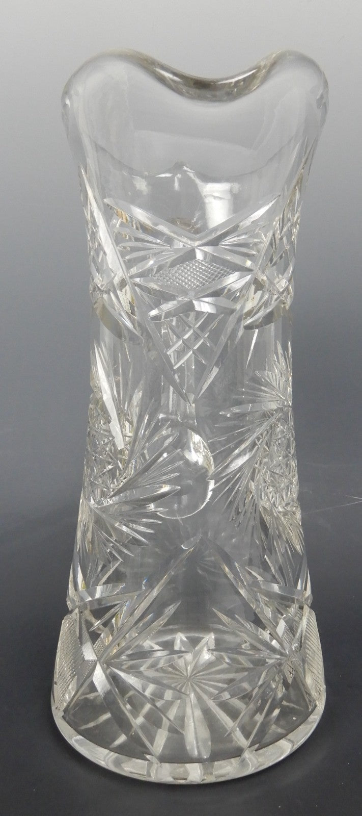 Antique Heavy ABP Cut Lead Crystal Glass Pinwheell Pitcher