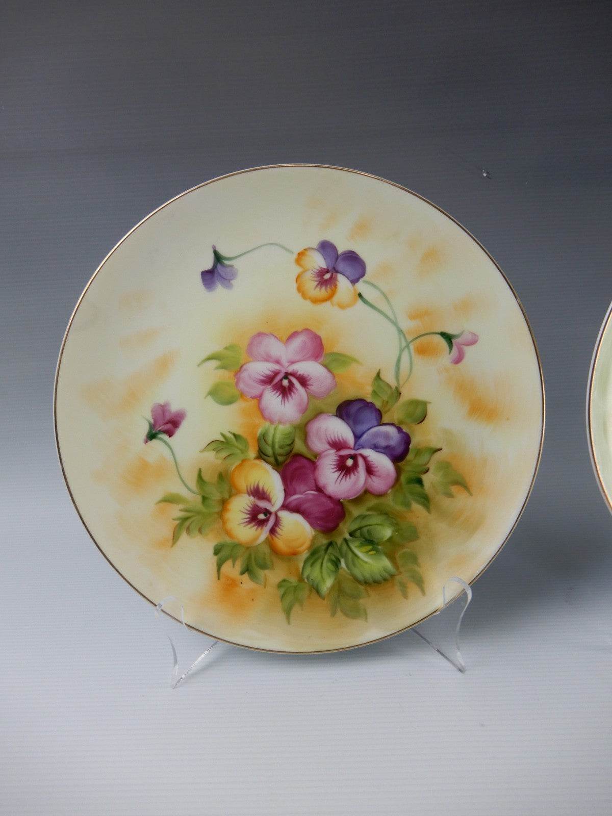 Set of 3 Lefton China Decorative Floral Plate Hand Painted Gold Rim SL 1283 (B)