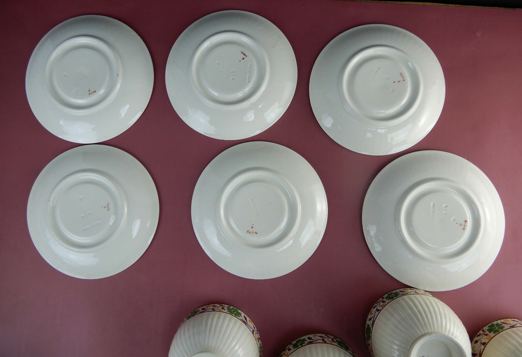 Vintage Set of 6 Wedgwood Etruria Luster Ribbed Cups and Saucers