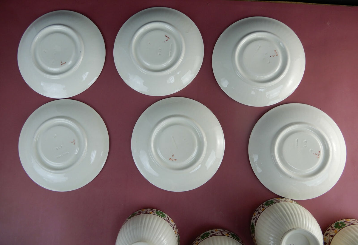 Vintage Set of 6 Wedgwood Etruria Luster Ribbed Cups and Saucers