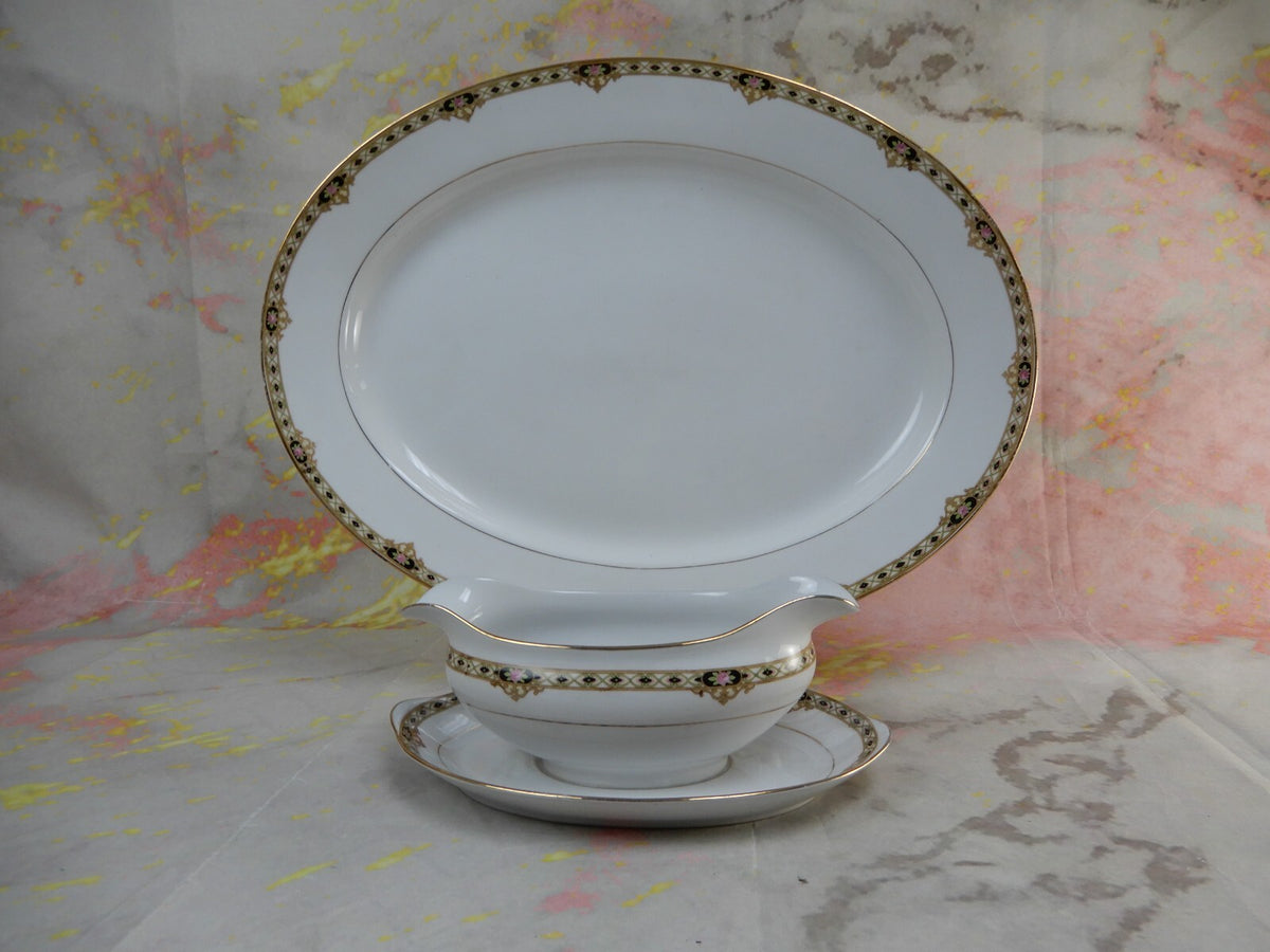 Set of Two Vintage Noritake Morimura "THE CEYLON"  16" Platter and Gravy Boat
