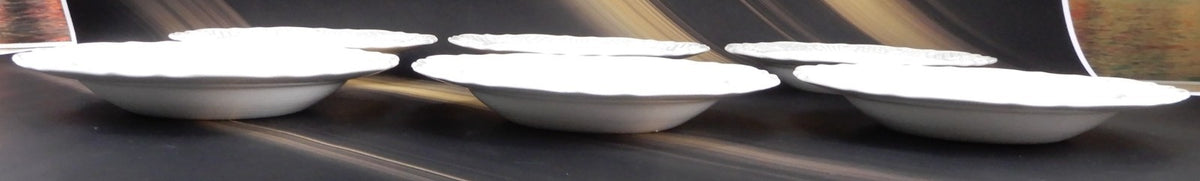 Six Canonsburg Pottery American Traditional Embossed Soup Bowls