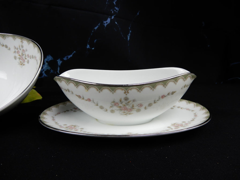 Vintage Porcelain Noritake Garland 5906 Pattern Oval Serving Bowl &Gravy Bowl