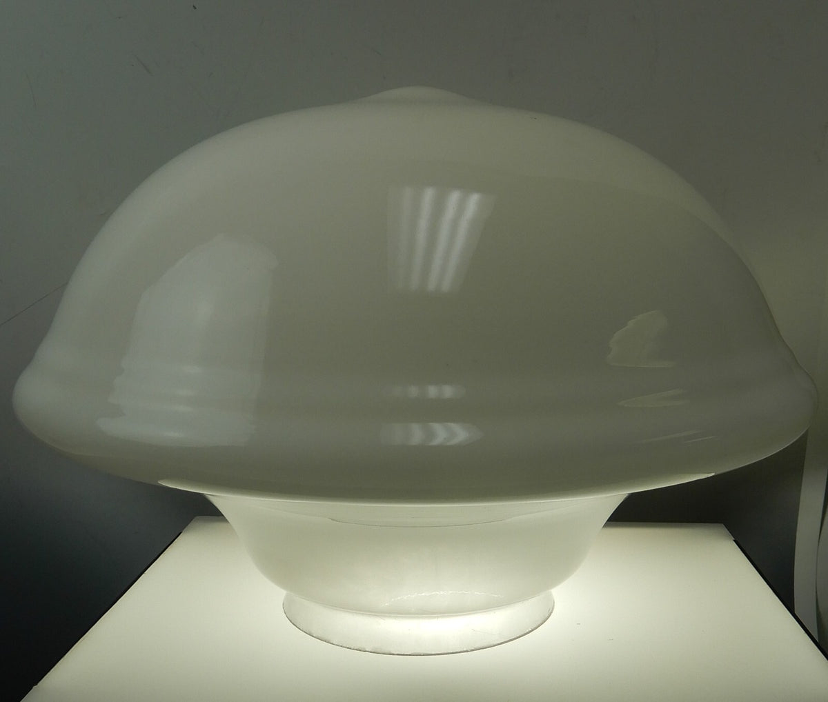 Vintage Milk Glass and Frosted Glass Schoolhouse Shade -16" diameter